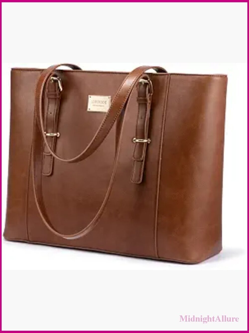Structured Leather Laptop Bag, Professional Work Tote for Women 15.6"